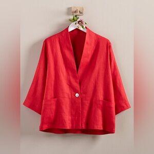 NEW Christopher Calvin 100% Linen Blazer Single Button Red Jacket Size Large 941